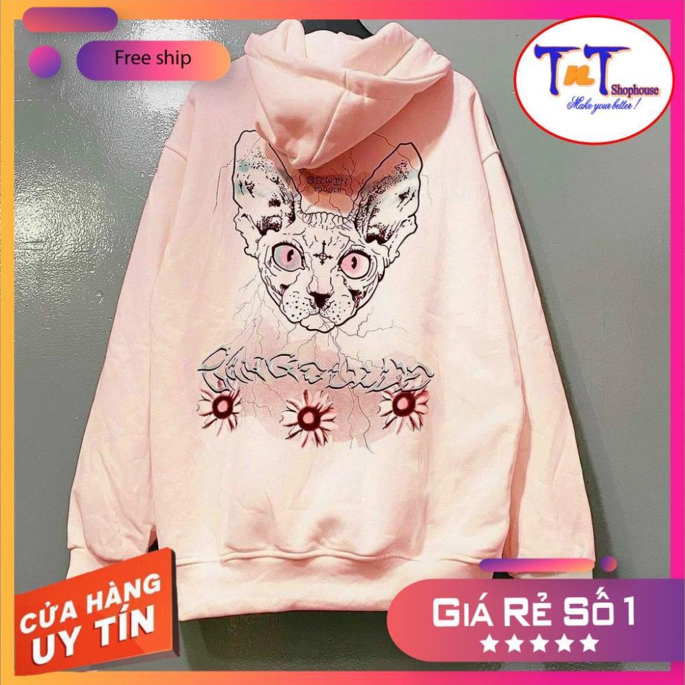 KNN06 Áo Khoác Nỉ Khóa Kéo Mèo 3 Hoa cá tình thời trang cao cấp