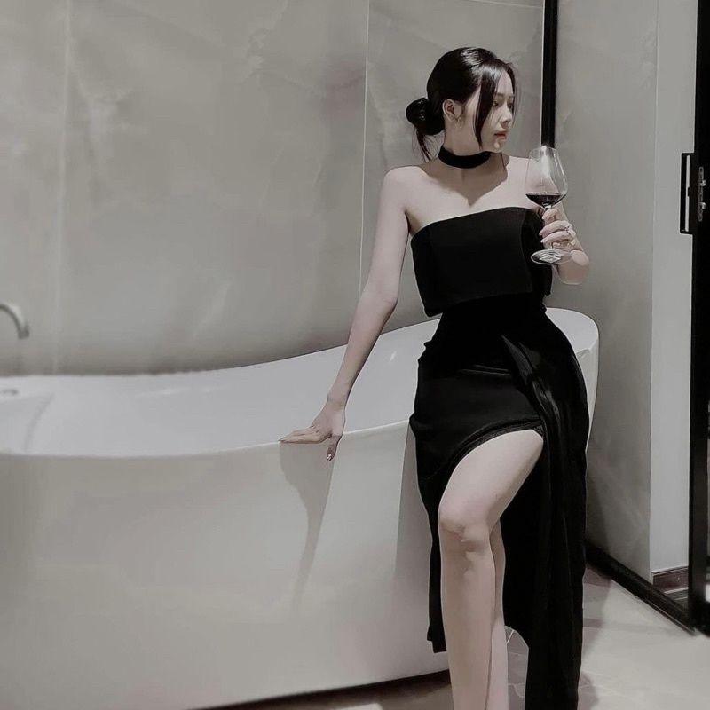 ĐẦM CÚP NGỰC XẺ TÀ KÈM CHOKER