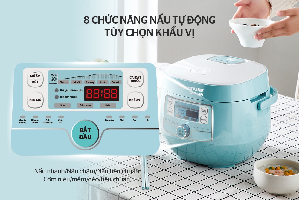 Nồi cơm điện tử 1.0L SUNHOUSE MAMA SHD8852B - Hàng chính hãng