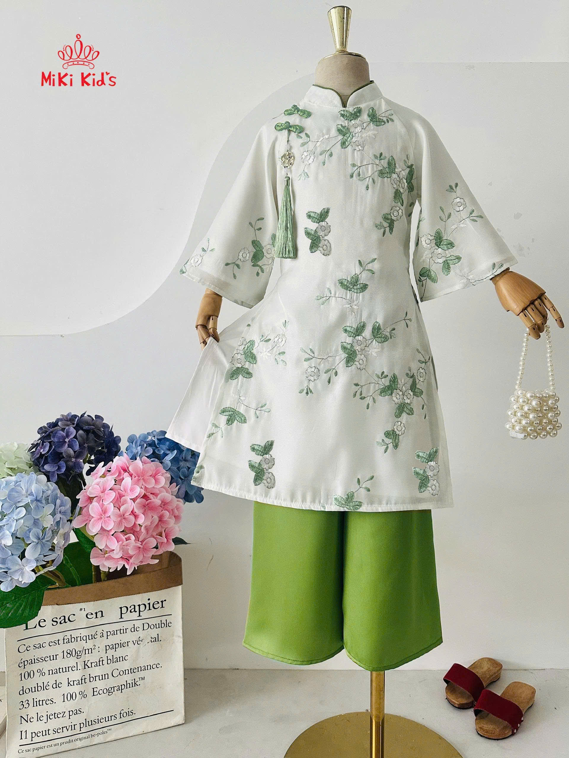 Áo dài cho bé gái mẫu Như ý diện lễ tết noel giáng sinh năm mới từ 12-44kg hàng thiết kế