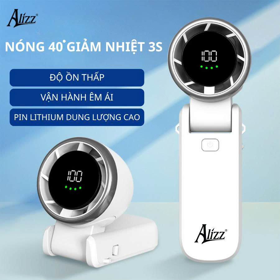 Quạt Cầm Tay Alizz Gấp Gọn Siêu Mát Al-14056 Màn Hình Led Kỹ Thuật Số Cao Cấp