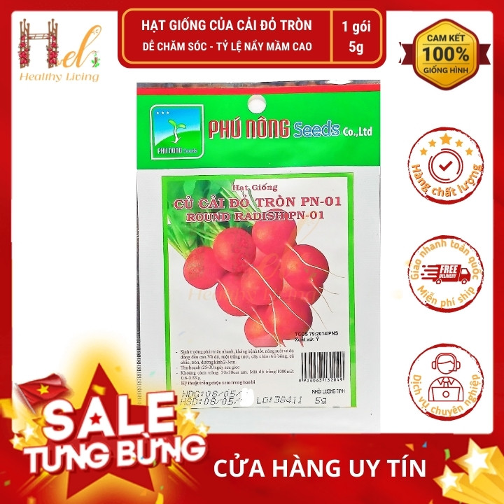 PN - Hạt giống Củ Cải Đỏ Tròn Dễ Trồng - Trồng Rau Xanh Rau Sạch Bằng Đất Sạch, Mùn Dừa Và Phân Bón Hữu Cơ