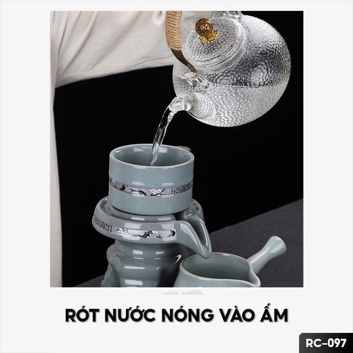 Bộ Ấm Chén Uống Trà Đạo Bộ Pha Trà Kèm Với 6 Cốc Gốm Sứ Cao Cấp RC-097