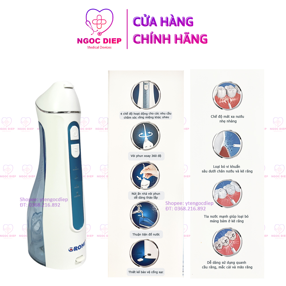 Máy tăm nước cầm tay OROMI VTM-5025A chống thấm nước IPX7 - Vệ sinh răng miệng công nghệ mới