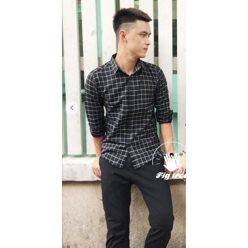 ÁO SƠ MI CARO NAM DÀI TAY THỜI TRANG CAO CẤP AKHOI967+ TẶNG KÈM ÁO THUN TRƠN
