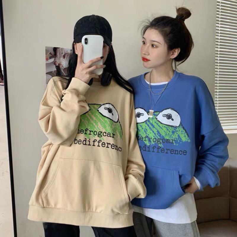 Áo sweater nỉ unisex form rộng Đầu Ếch phong cách ulzzang Thu Đông