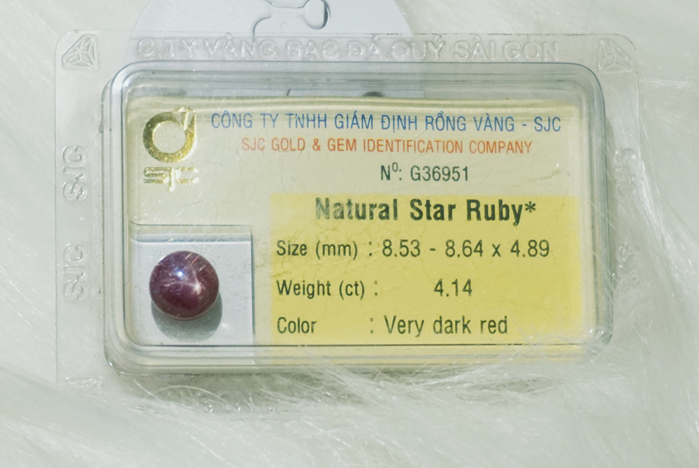 Mặt Đá Quý Ruby Sao Tự Nhiên Mài Giác Trơn