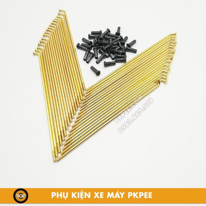 Bộ Căm Xe Máy 1 Bánh Xi Màu Đen Chân Vàng, Vàng Chân Đen, Titan 2 Line, 7 Màu, 7 Màu Thailan - PKPEE