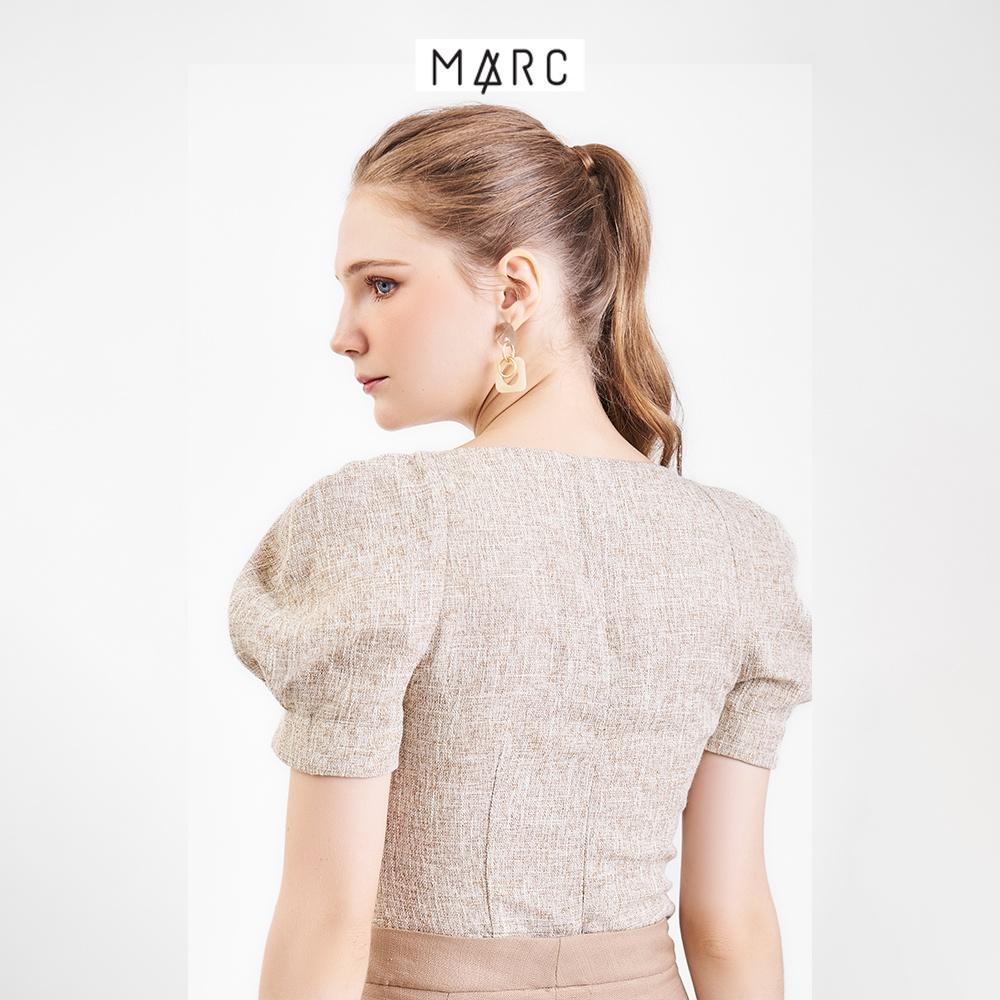 Áo kiểu croptop nữ MARC FASHION tay phồng cổ vuông xẻ V TRLH081222