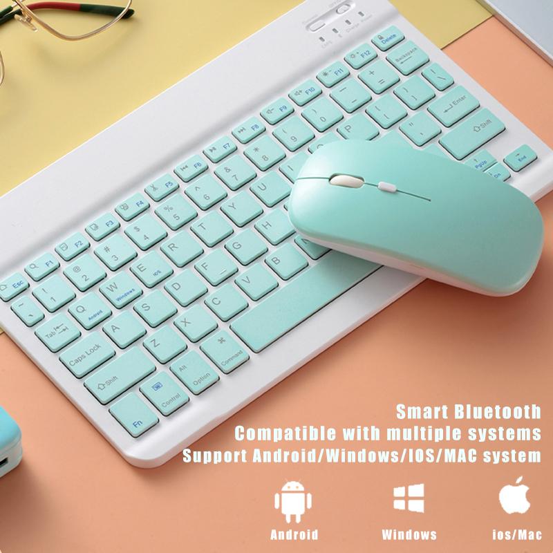 Mini Không Dây Bàn Phím Bluetooth Dùng Cho Máy Tính Bảng iPad iPhone Cao Su Keycaps Sạc Bàn Phím Dành Cho Điện Thoại Thông Minh Android IOS Windows