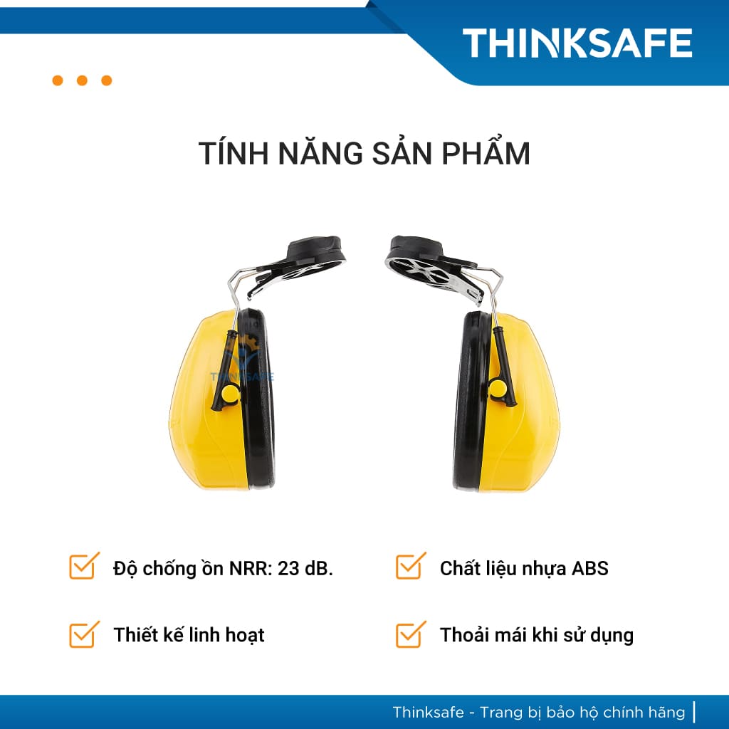 Chụp tai giảm ồn 3M Optime 98 H9P3E, chống ồn 23db bảo vệ lỗ tai trong môi trường làm việc - Thinksafe