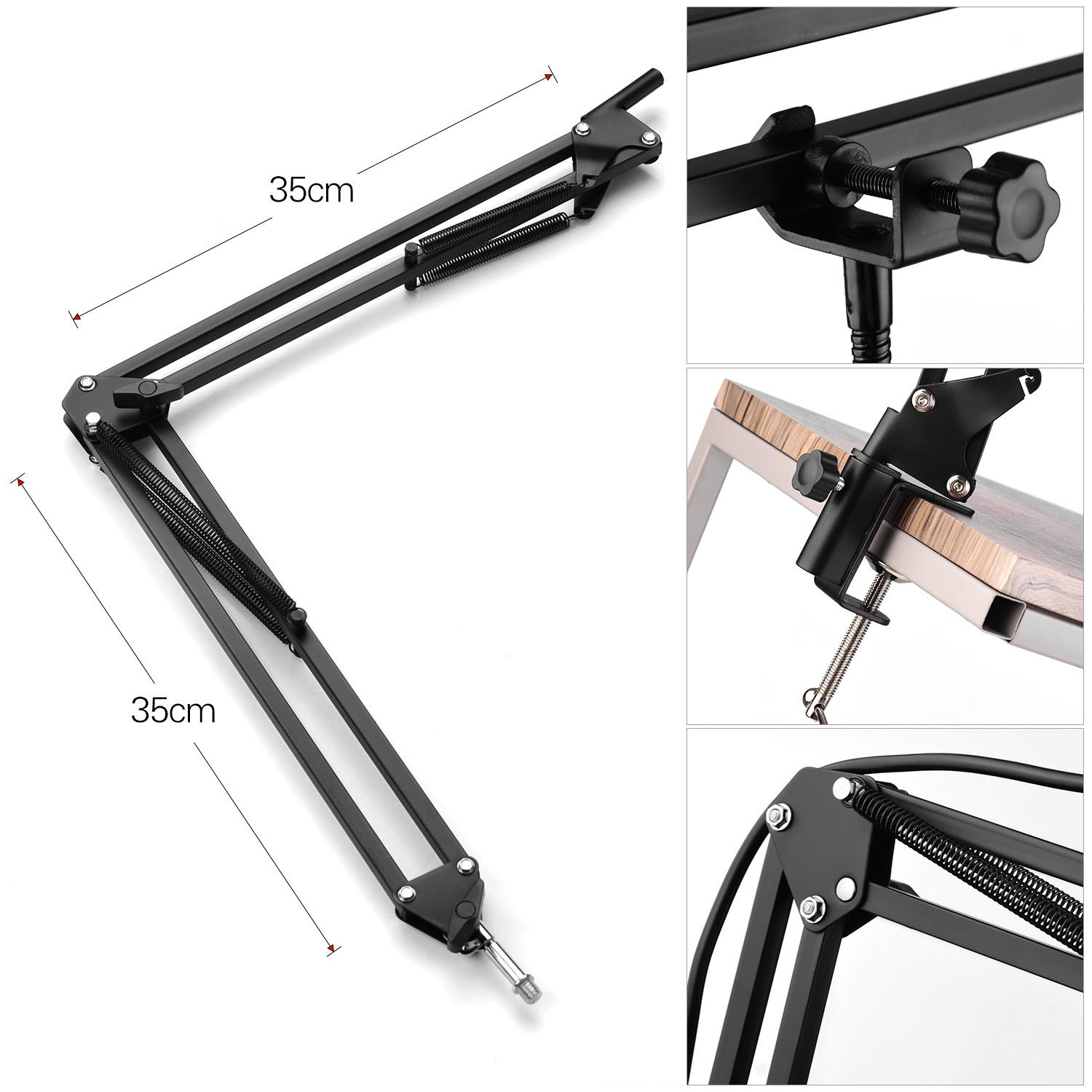 Bộ micrô ngưng tụ thu âm với cạc âm thanh bên ngoài + kính chắn gió micrô + Sốc chuyên nghiệp