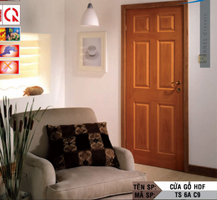 Cửa phòng ngủ gỗ công nghiệp Juno sofa HDF 6A - màu ván tùy chọn