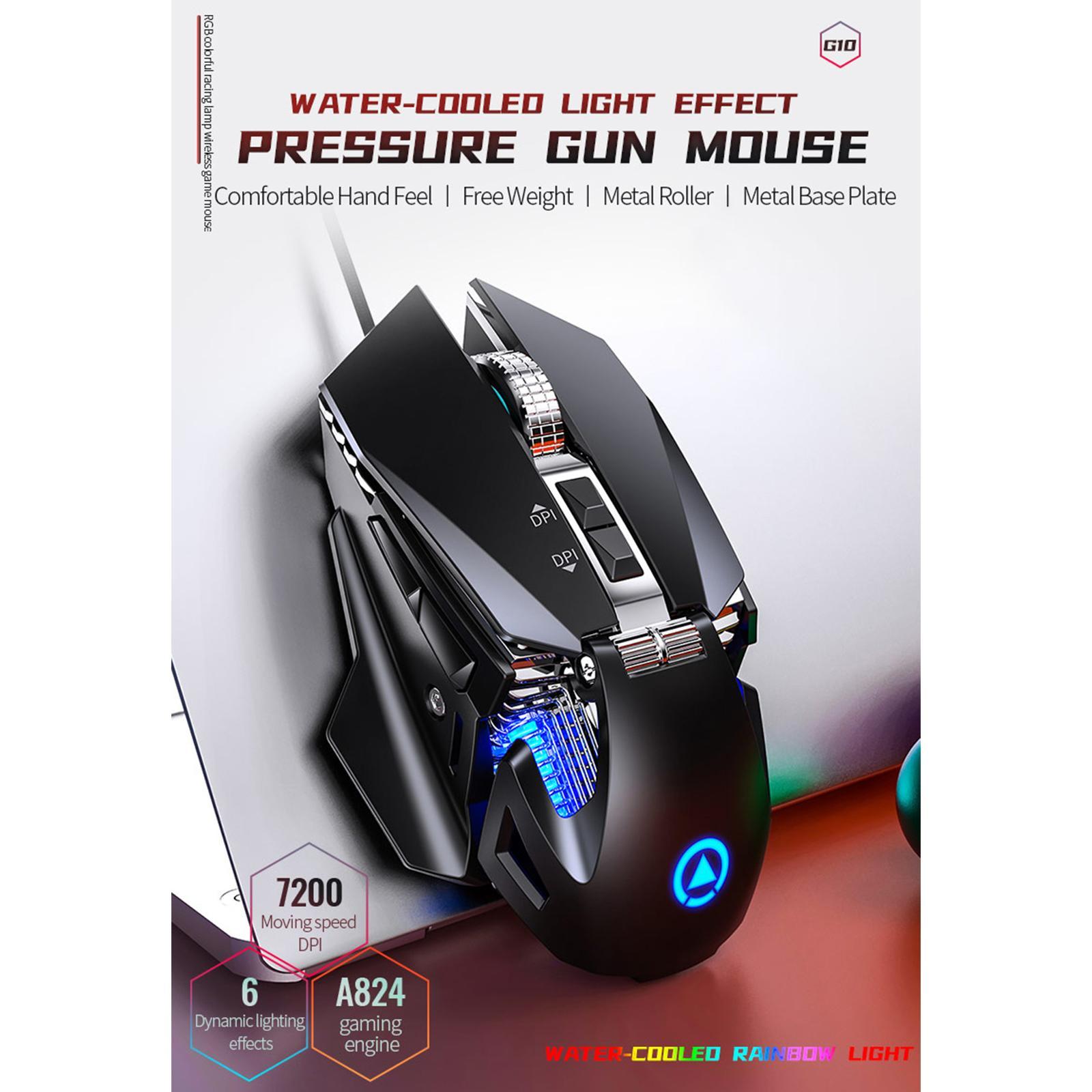 Mechanical Gaming Mouse Wired Adjustable DPI up to 7200 Dynamic Lighting Full Keys 7 Buttons Optical Mouse for PC Notebook Ergonomic Mice