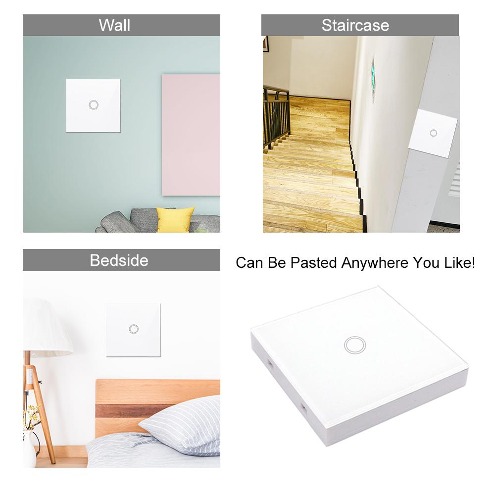 T433 86 Type Luxury Wall Touch Panel Sticky 433MHz Wireless RF Remote Control Transmitter Automation Modules 1 Gang Support All SONOFF RF 433MHz Products Control Staircase Lamp