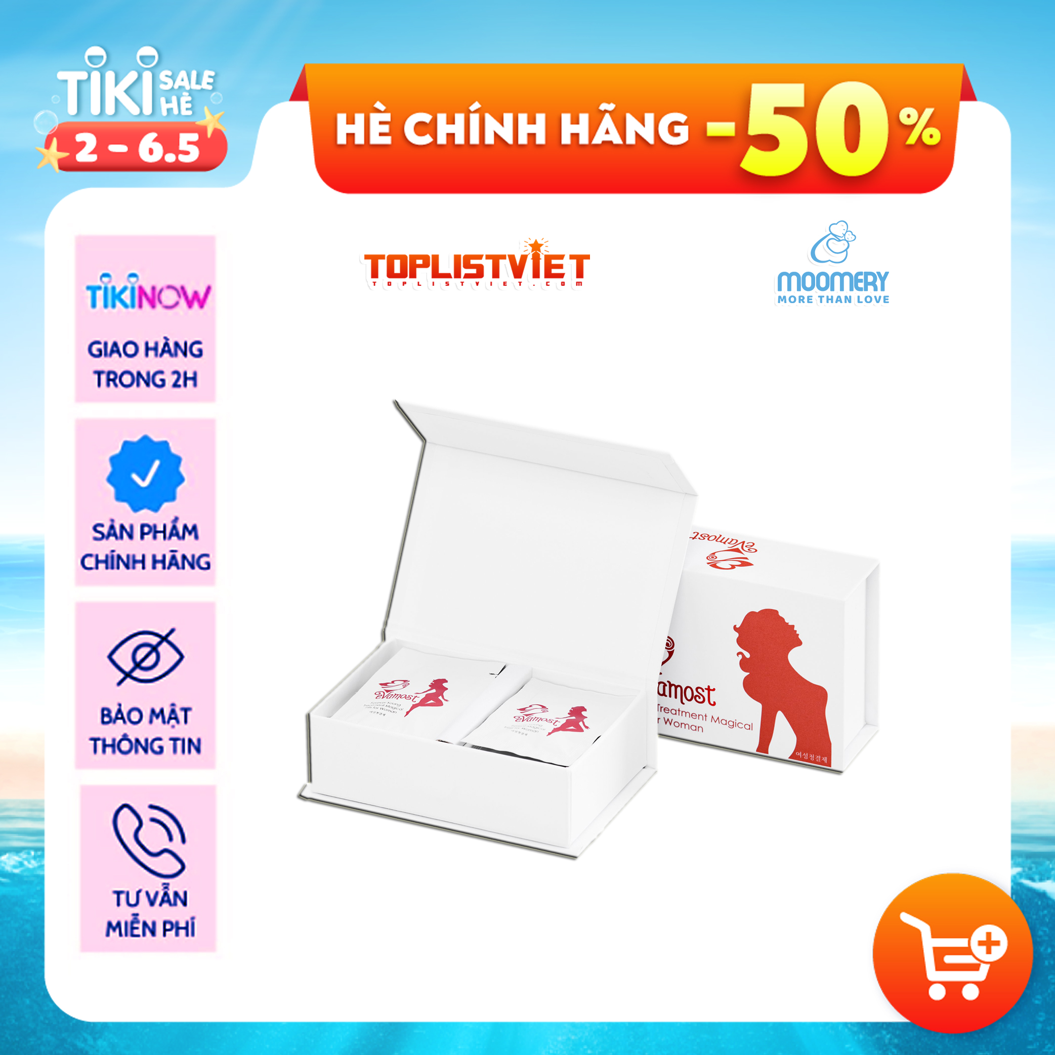 Viên Đặt Evamost  , Phụ Khoa, Thơm , Hồng - Chính Hãng