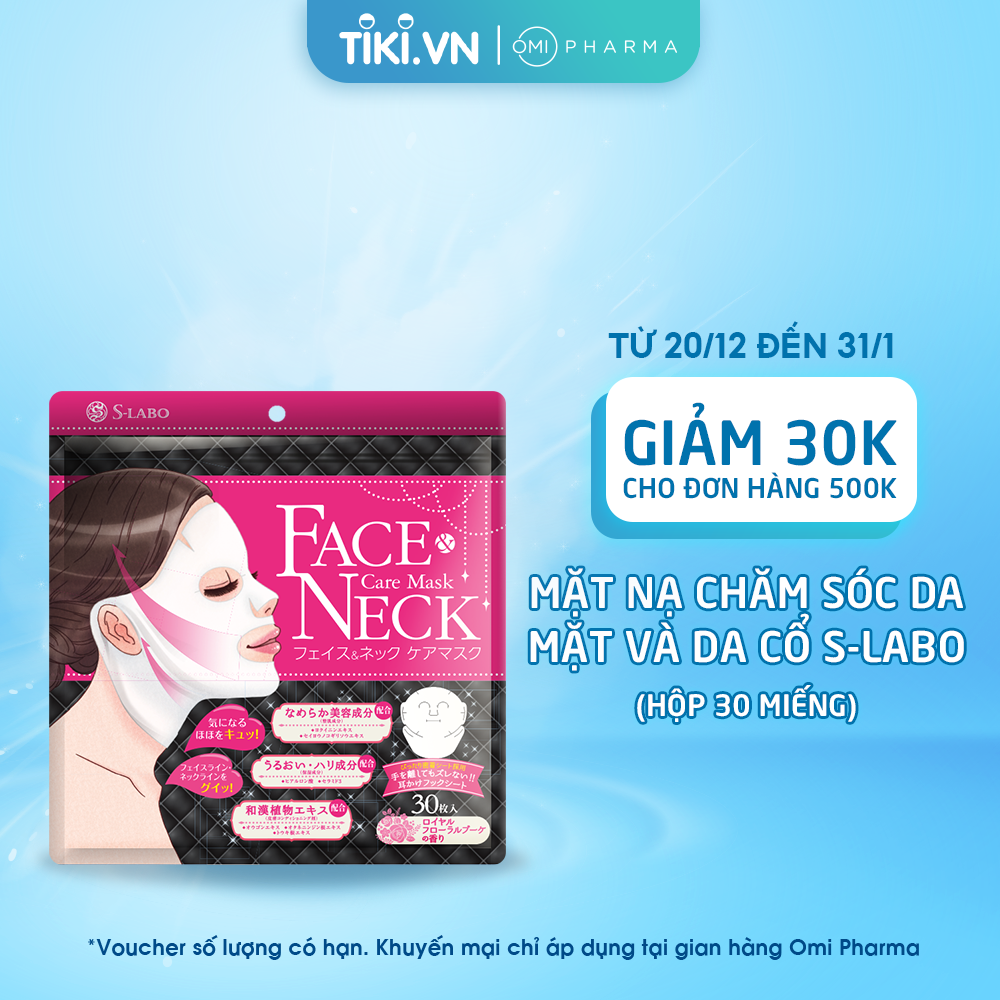 Mặt nạ chăm sóc da mặt và da cổ S-Labo Face&Neck Care Mask (Hộp 30 miếng)