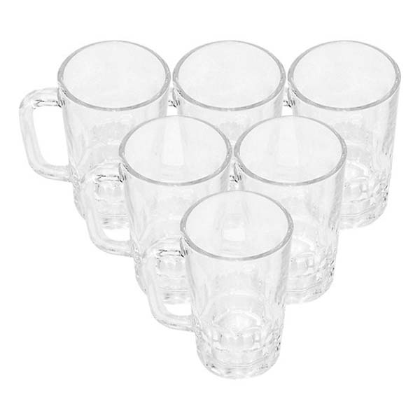 Bộ ly 6 cái Union Glass 999 Ly bia khía tròn 385 ml  không ngã màu, sản xuất Thái Lan