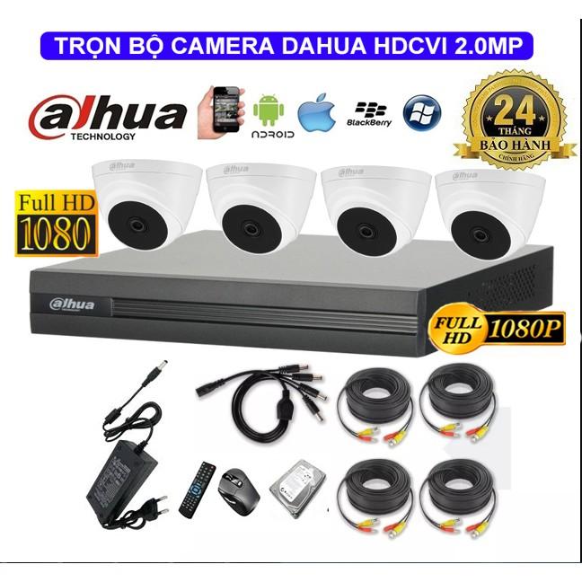 Trọn Bộ 4 Mắt Camera Dahua 2.0MP Full HD 1080P - Cam Dome