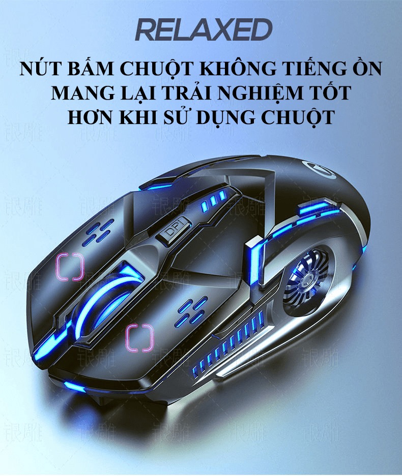 Chuột không dây YINDIAO A9 sử dụng pin sạc có đèn led 7 màu với 4 mức độ DPI lên đến 3200 - HÀNG CHÍNH HÃNG