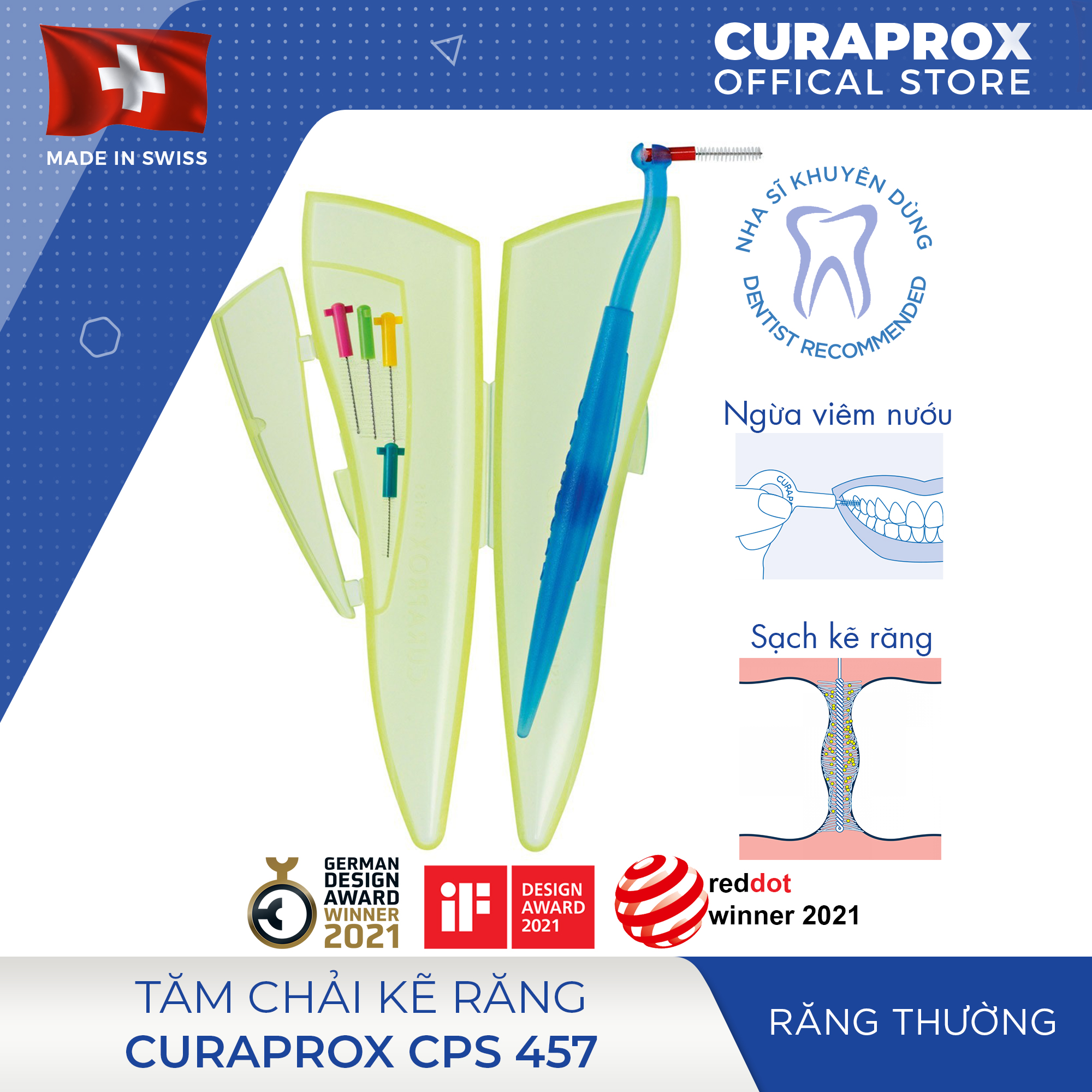 Tăm chải kẽ răng Curaprox CPS 457 có hộp