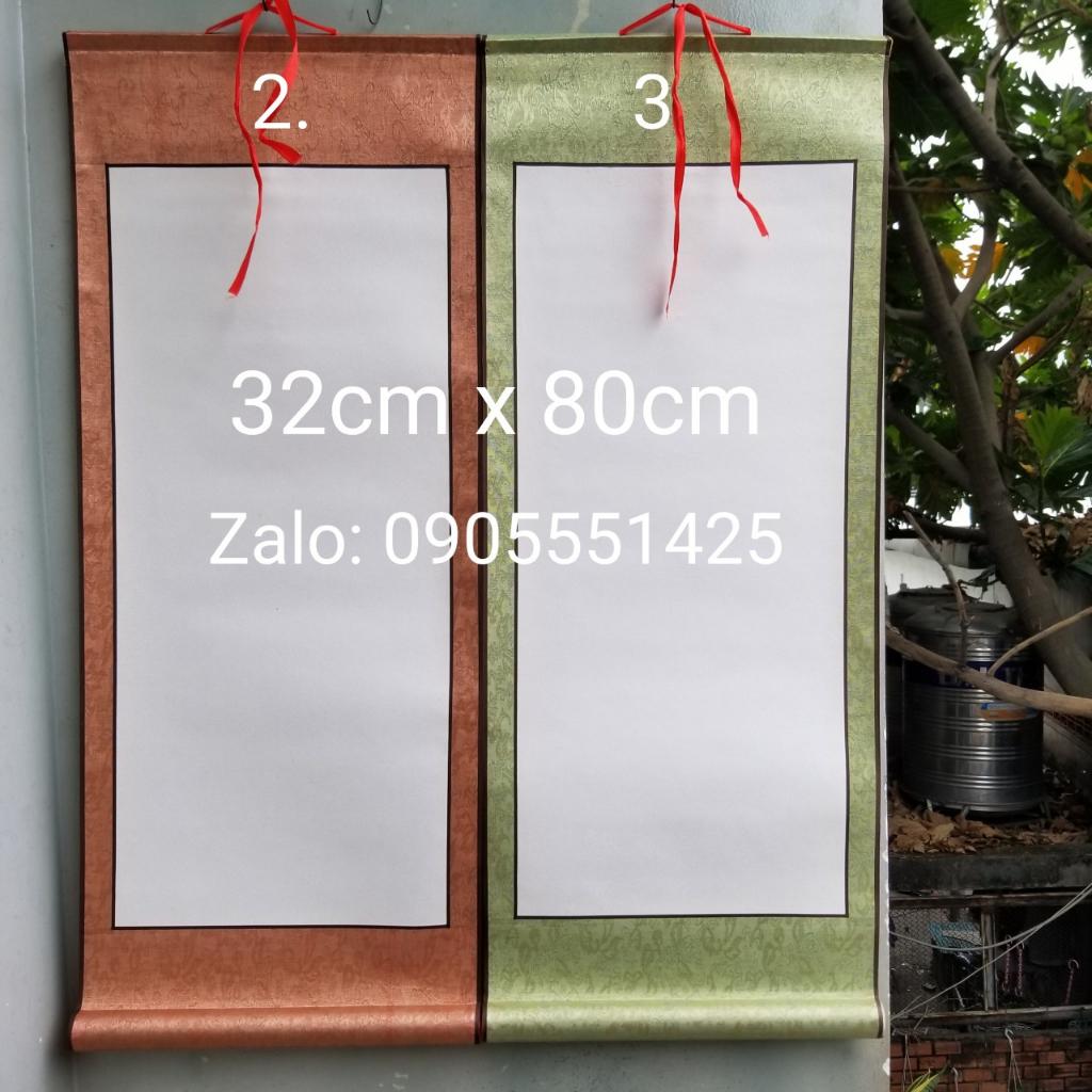Set 4 tấm biểu bồi lụa viết thư pháp Kích thước 32cm x 80cm. Nghiêng giấy bút mực biểu lụa thư pháp.