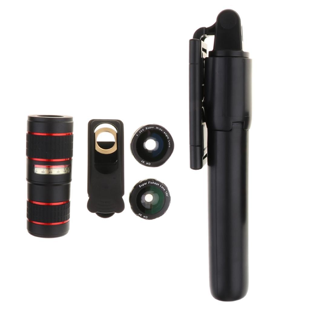 12X Phone Telescope 6 In 1 The Lens Suit Zoom Camera Lens Kit Black