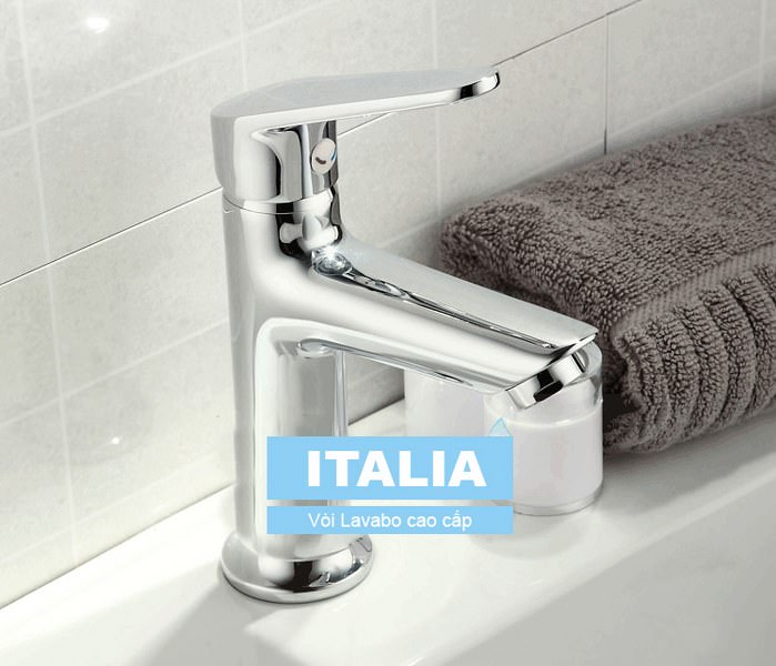 Vòi Lavabo nóng lạnh trụ tròn nhỏ thẳng - Hợp kim + 2 dây cấp - ITALIA