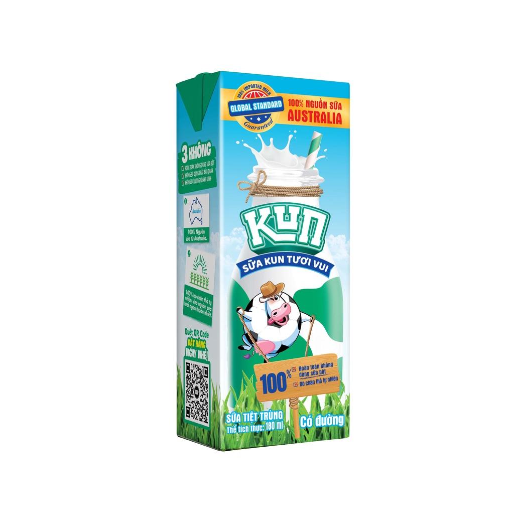 KUN_Sữa Kun tươi vui có đường thùng 48 hộp x 180ml