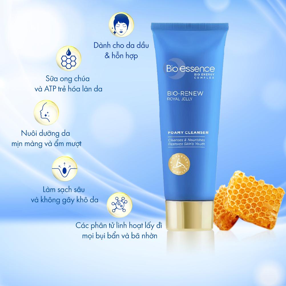 Sữa rửa mặt dưỡng da (da dầu & hỗn hợp) Bio-Renew Bio-Essence Renew Foamy Cleanser tinh chất sữa ong chúa 100g