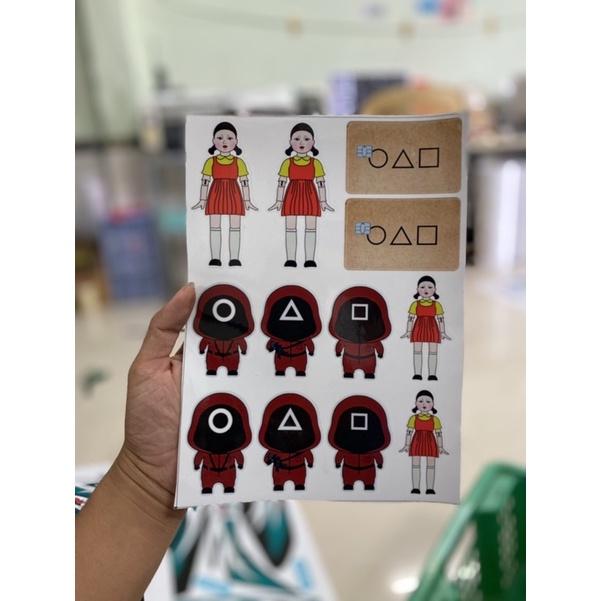 Logo sticker giấy trang trí trò trơi con mực 2