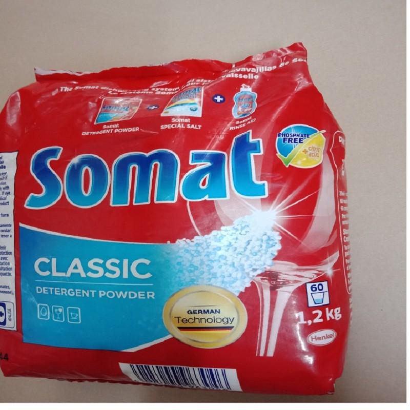 Combo bột rửa chén bát Somat 1,2 kg+ nước làm bóng somat 500ml