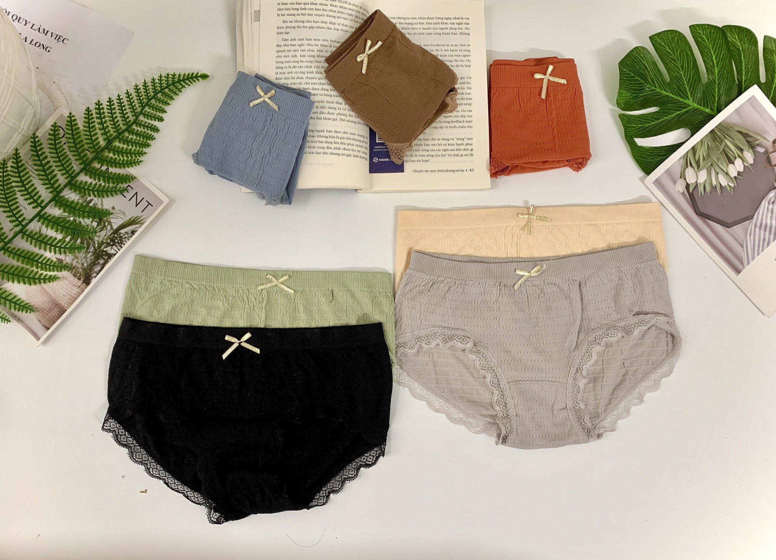 Quần lót nữ nhăn chất Cotton co giãn thấm mồ hôi