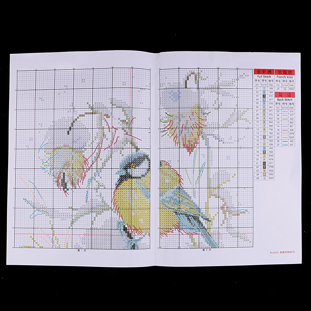 DIY Stamped Birds Cross Stitch Kits Beginners Adults 29 x 37cm 14CT Counted