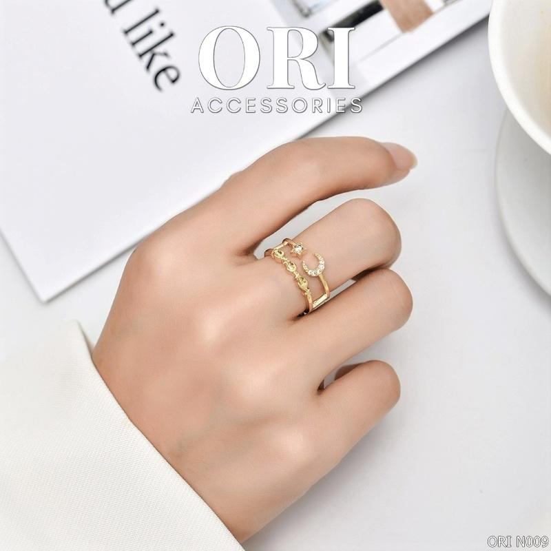 Nhẫn nữ Freesize Mặt trăng đính đá Nerissa thời trang ORI ACCESSORIES N009
