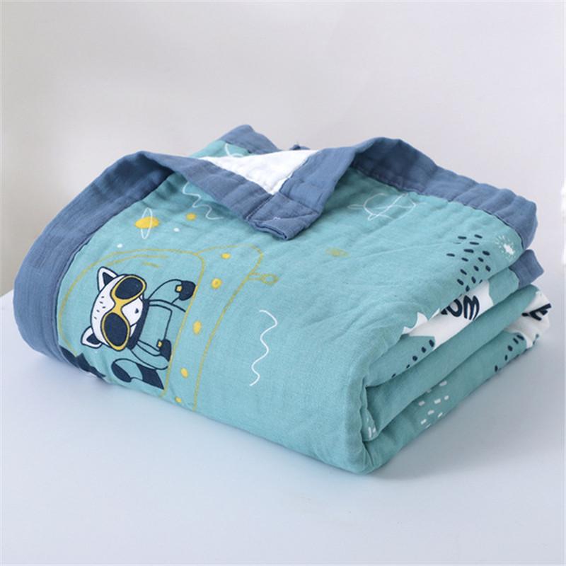 Muslin Chăn 100% Cotton 6 Lớp Chăn Ga Gối Chần Gòn Sơ Sinh Mềm Mại Làm Dày Gai Đầm Chăn Hoạt Hình Cho Bé Quấn Khăn Tắm