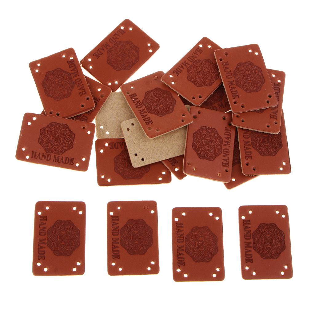 20 Miếng PU Leather Nhãn Handmade Tag Nhãn Embellishments Đồ Trang Trí