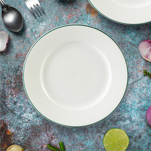 Dĩa Tròn Sứ Minh Long 20 cm - Jasmine - Chỉ Xanh Lá