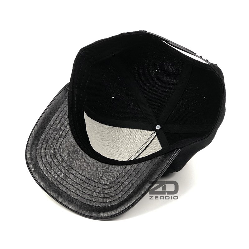 Mũ lưỡi trai hiphop, nón snapback nam nữ lưỡi da màu đen cao cấp - SN96