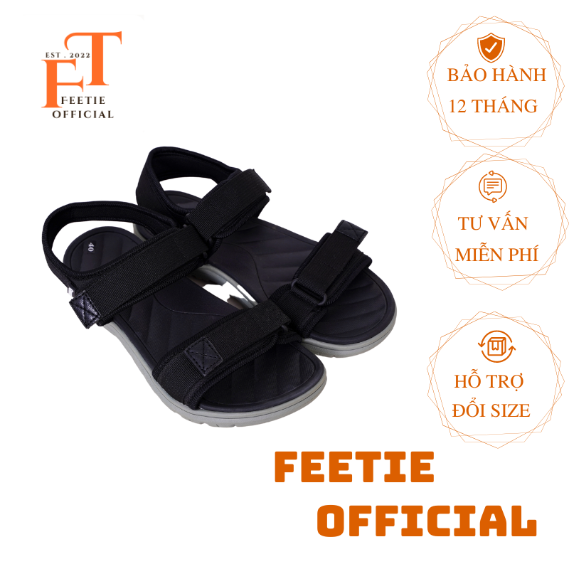 Giày Sandal Nam GuVas Quai Ngang Đen - Đế Xám Lót Đen,Đế Cao 3cm,Thích Hợp Đi Học,Đi Du Lịch