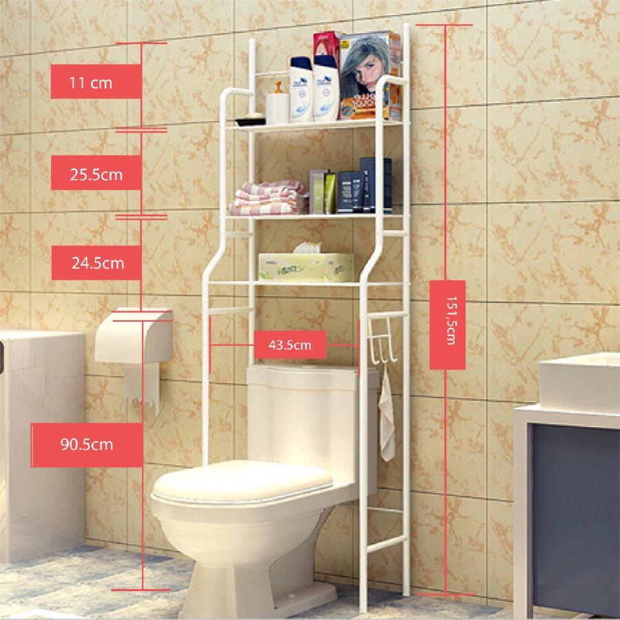 Kệ Toilet 3 Tầng Kệ Nhà Vệ Sinh Nhà Tắm Để Đồ Trên Bồn Cầu Màu Trắng