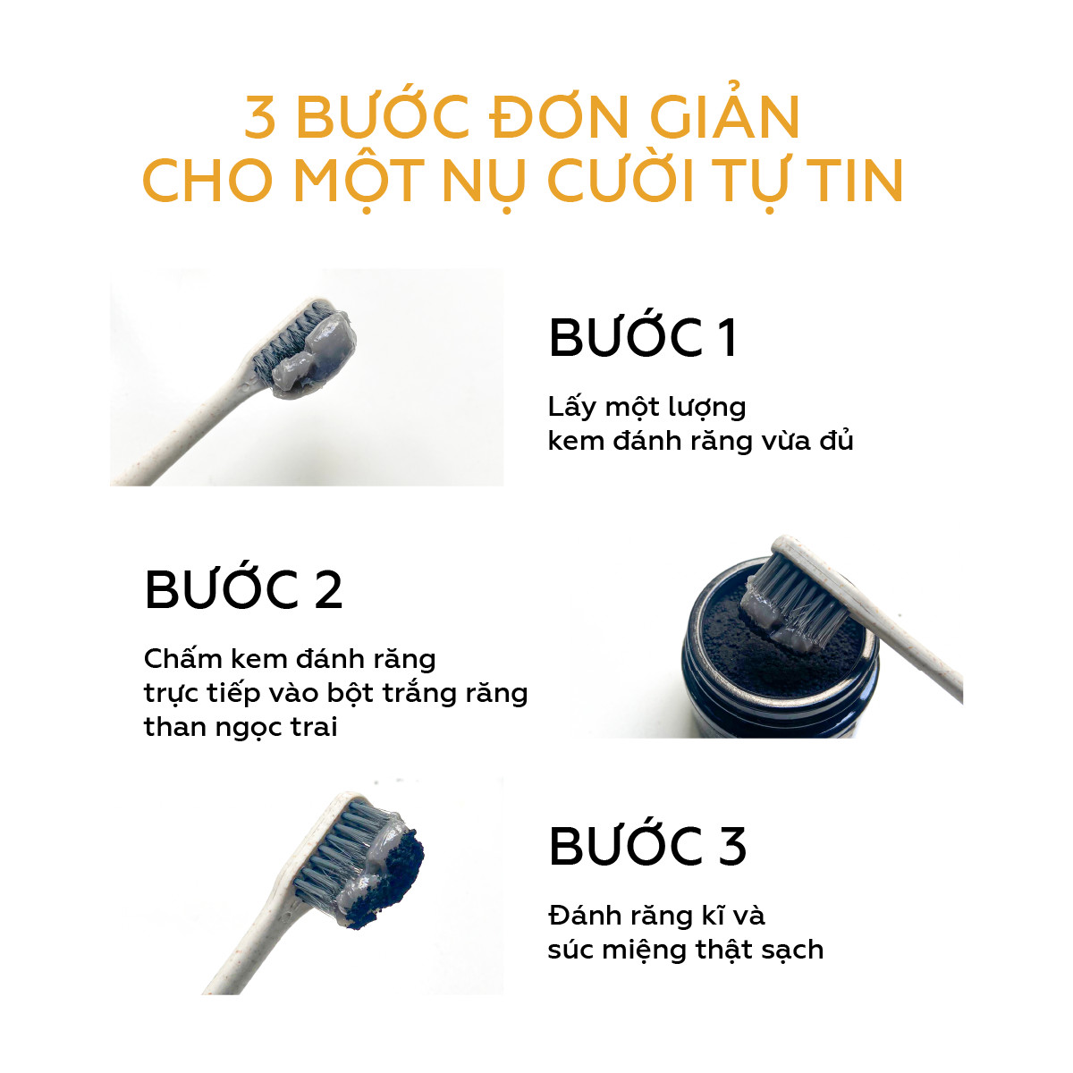 Bột Than Hoạt Tính trắng răng UMIHA giúp làm trắng răng sạch mảng bám và cao răng hiệu quả |30G