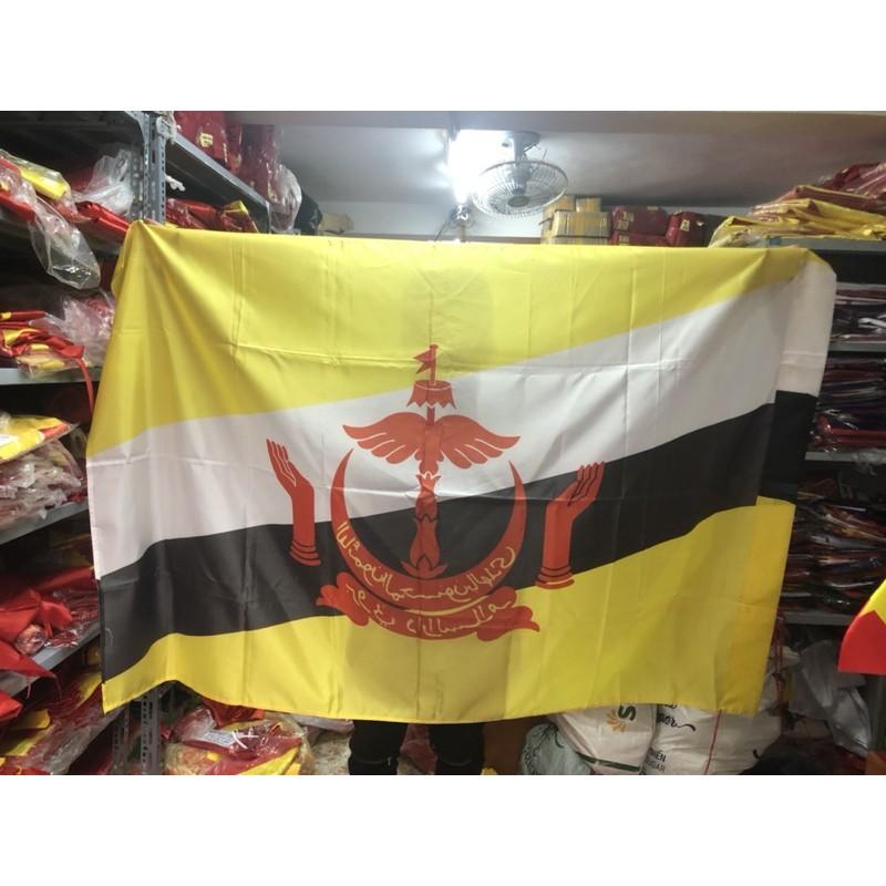 Quốc kỳ Brunei in thẩm thấu 1 lớp vải 1x1,5m
