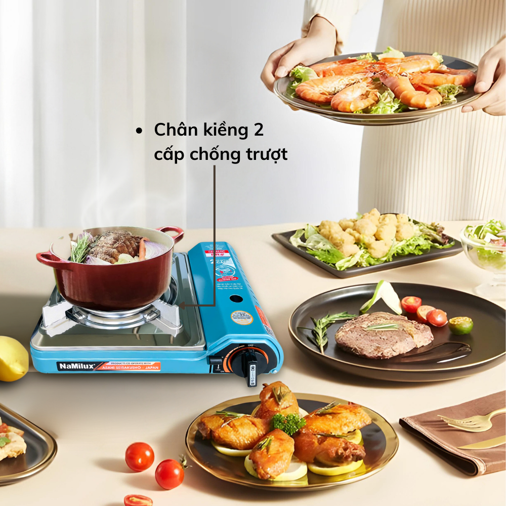 Bếp Gas Mini/Du Lịch Hồng Ngoại NaMilux PL2027PS/Van Ngắt Gas Tự Động 2 Cấp - Giải Pháp Chống Nổ Lon Gas/Hàng Chính Hãng