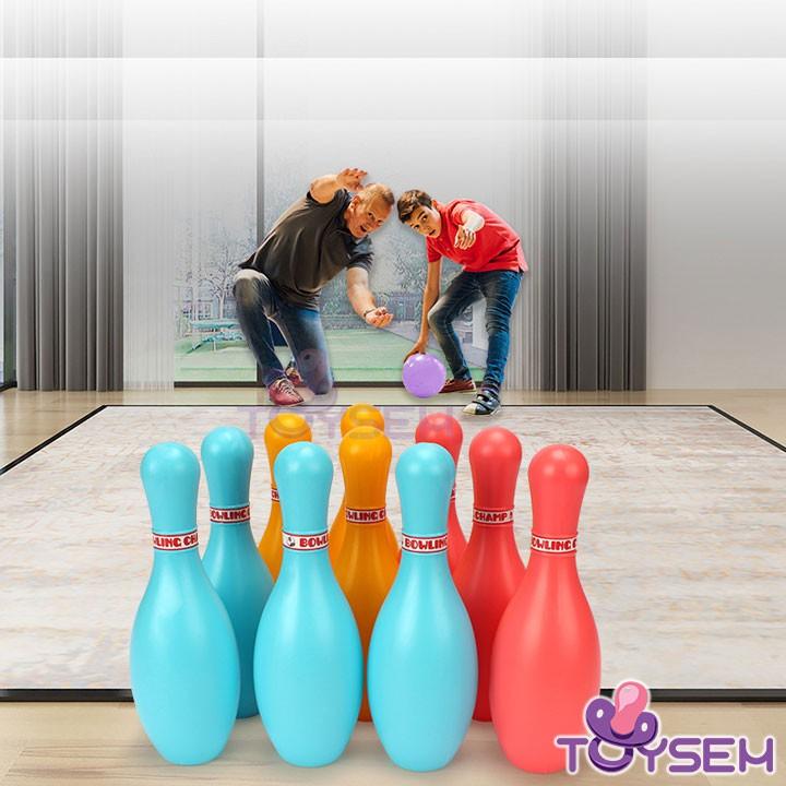 Đồ chơi ném bowling 10 chai và 2 bóng vui nhộn - Quà tặng sinh nhật cho bé