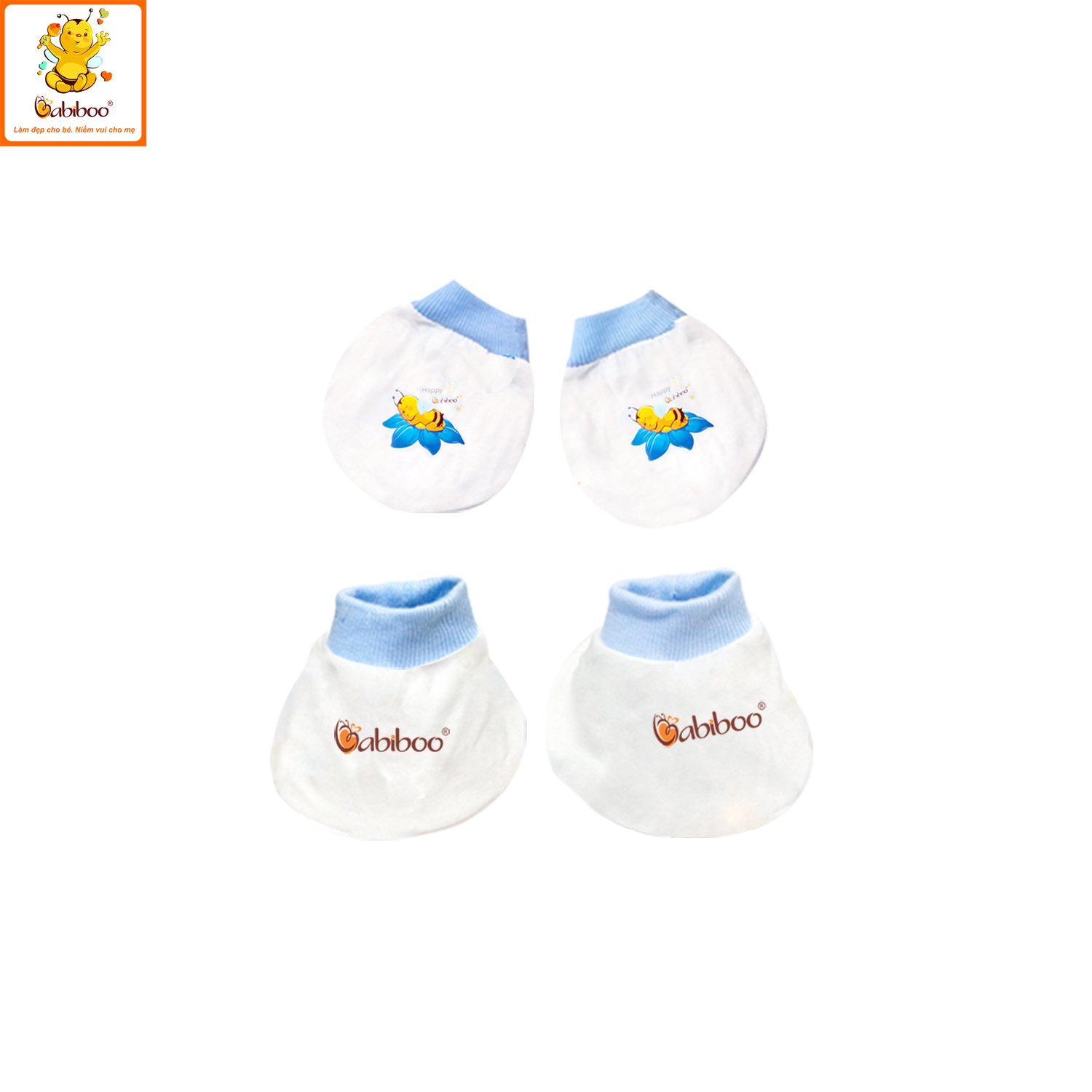 Bộ bao tay bao chân sơ sinh 100% cotton xinh xắn cho bé