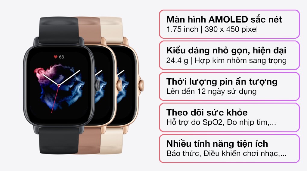 Đồng Hồ Thông Minh Amazfit GTS 3 | Giao Diện Tiếng Việt | Phiên Bản Quốc Tế  | Hàng Chính Hãng