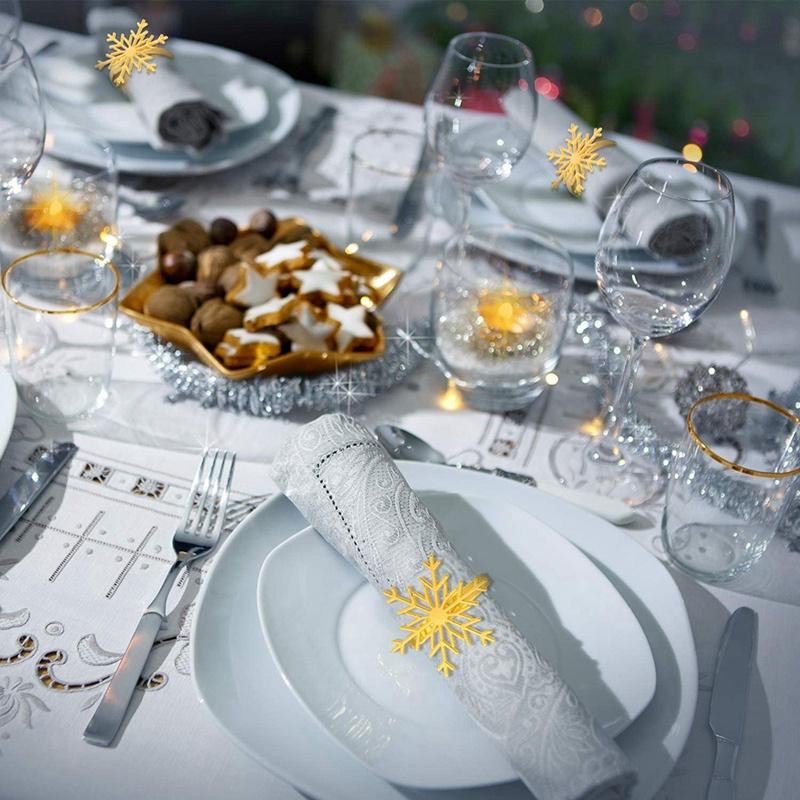 12Pcs Christmas Snowflake Napkin Rings Napkin Holder for Christmas Dinners Parties, Everyday Table Decoration Accessory