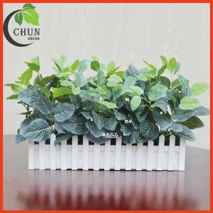 Chậu hoa giả trang trí – Nhiều mẫu mã – Chậu hàng rào cắm sẵn cây giả, hoa lụa decor – Rộng 10 cm – Dài 50 cm – Cao từ 15 đến 30 cm