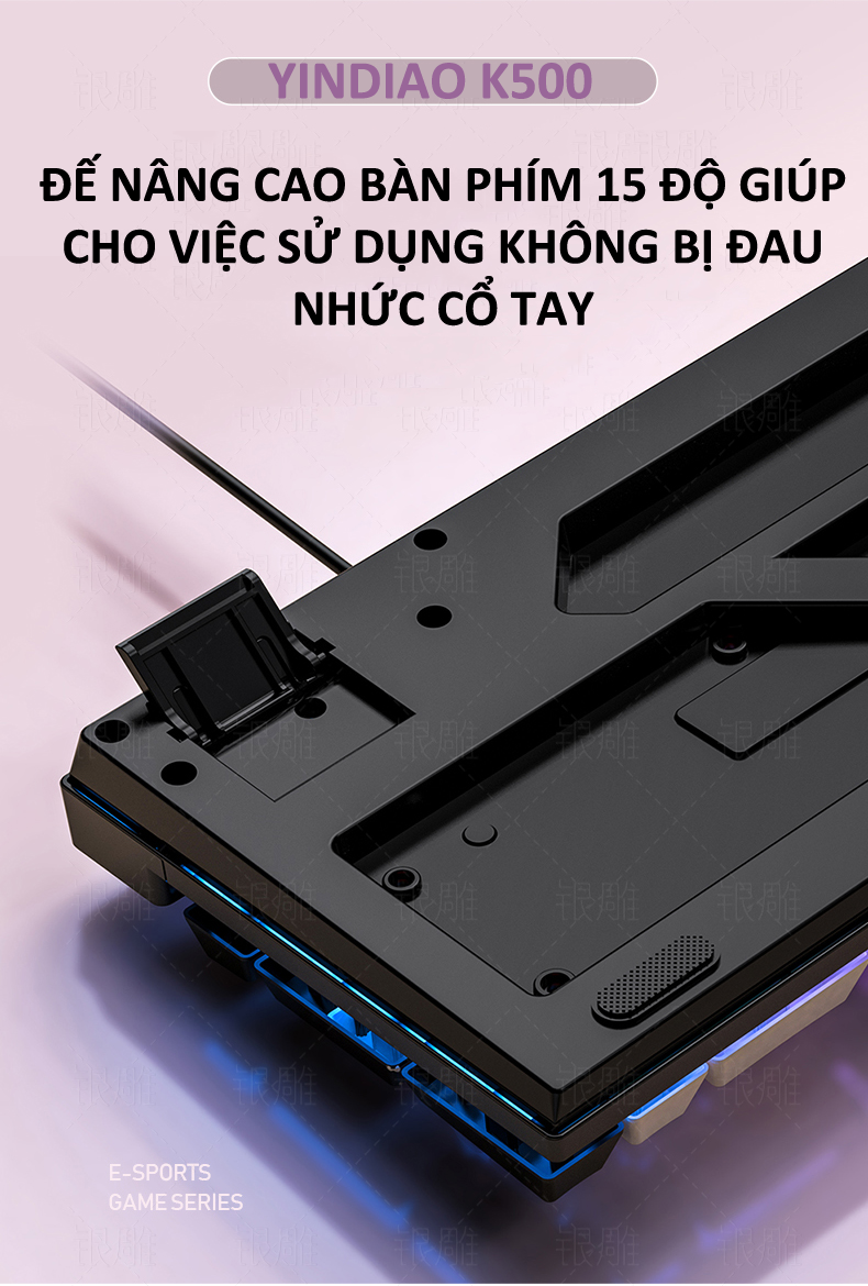 Bàn phím giả cơ YINDIAO K500 đa dạng màu sắc kèm theo đèn led 7 màu xuyên phím dành cho game thủ - Hàng Chính Hãng